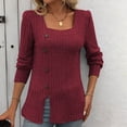 thumbnail image 7 of Lenpel Women's Tunic Tops Fall Long Sleeve Square Neck Side Split Ribbed Knit Shirts Lightweight Pullover Sweaters, 7 of 7