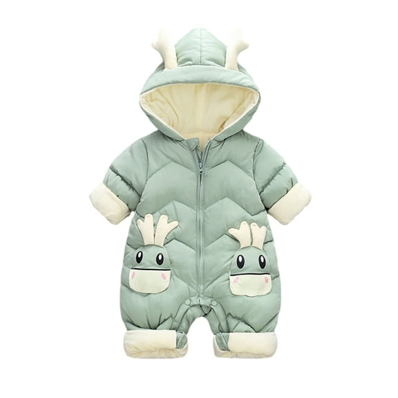 Usaibhir Baby Girl Boys Winter Jumpsuit Cartoon Snowsuit Outfit Suit Fleece Overall Zipper Hooded Romper Clothing 0-12 Months