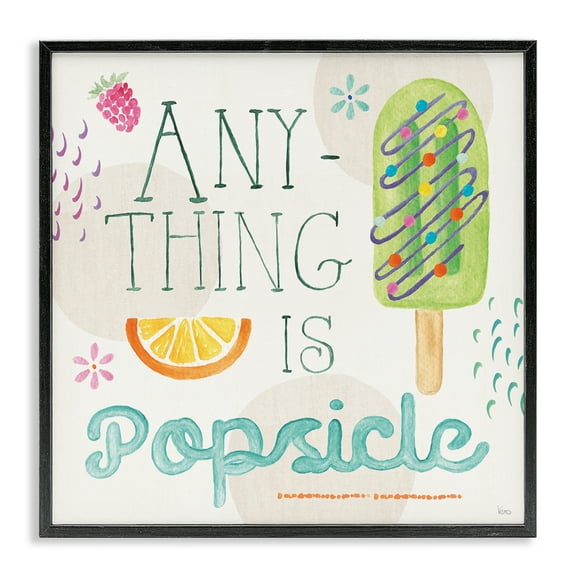 Stupell Industries Anything Is Popsicle Food & Beverage Painting Black Framed Art Print Wall Art, 12 x 12