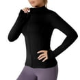 thumbnail image 2 of Tops for Women Plus Size Long-sleeved Mesh Splicing Breathable Sports Sun Protection Top Black L, 2 of 4