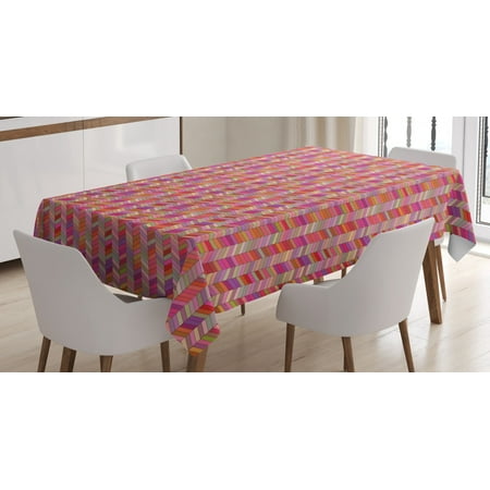 

Chevron Tablecloth Rainbow Colored Angled Rectangle Composition Angular Polygon Arrangement Print Rectangular Table Cover for Dining Room Kitchen 60 X 90 Inches Multicolor by Ambesonne
