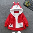 thumbnail image 3 of GYRATEDREAM Toddler Baby Girls Lightweight Hooded Jacket Outwear Kids Rabbit Ear Hood Print Zipper Outdoor Windbreaker Children Trench Coat for 13 Months-7 Years, 3 of 6