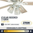 thumbnail image 5 of Prominence Home Glenmont 52" Distressed White Ceiling Fan with 5 Blades, 3 Arm Seeded Glass Light Kit, Pull Chains & Reverse Airflow, 5 of 17
