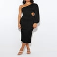thumbnail image 3 of Elegant Pleated One Shoulder Cut Out Party Dress for Women, 3 of 7