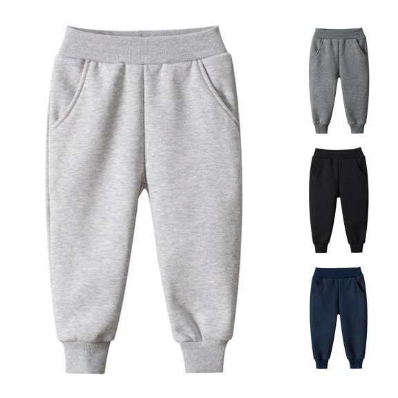 JCCXIN Toddler Kids Boys Sweatpants Winter Active Jogger Pants Athletic Elastic Waist Ankle-Tied Trouser With Pocket Warm Casual Outdoor Sports Daily Wear Cool Party Bottoms,Light Gray,1-2 Years