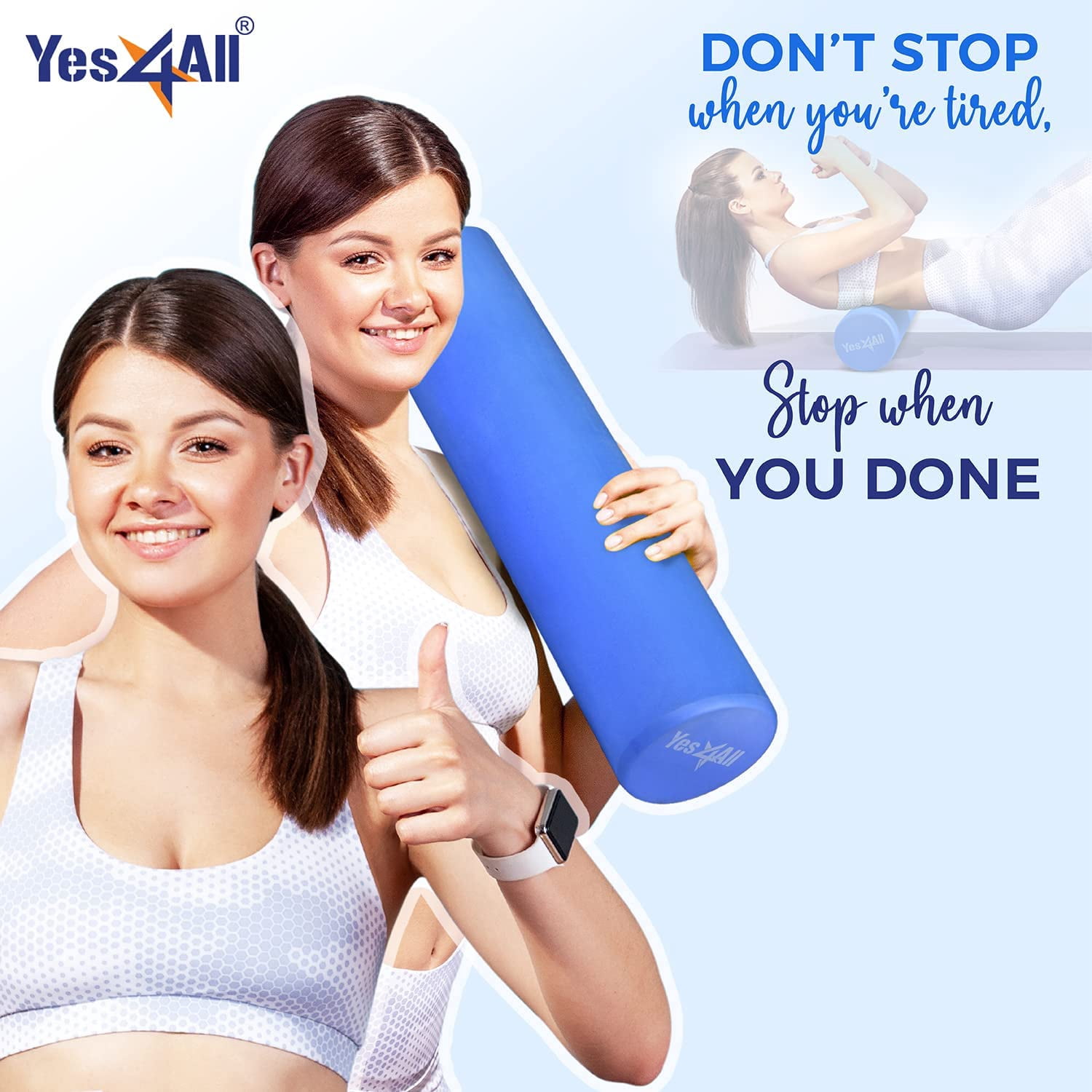 Yes4All 24inch Exercise Foam Roller EVA Blue