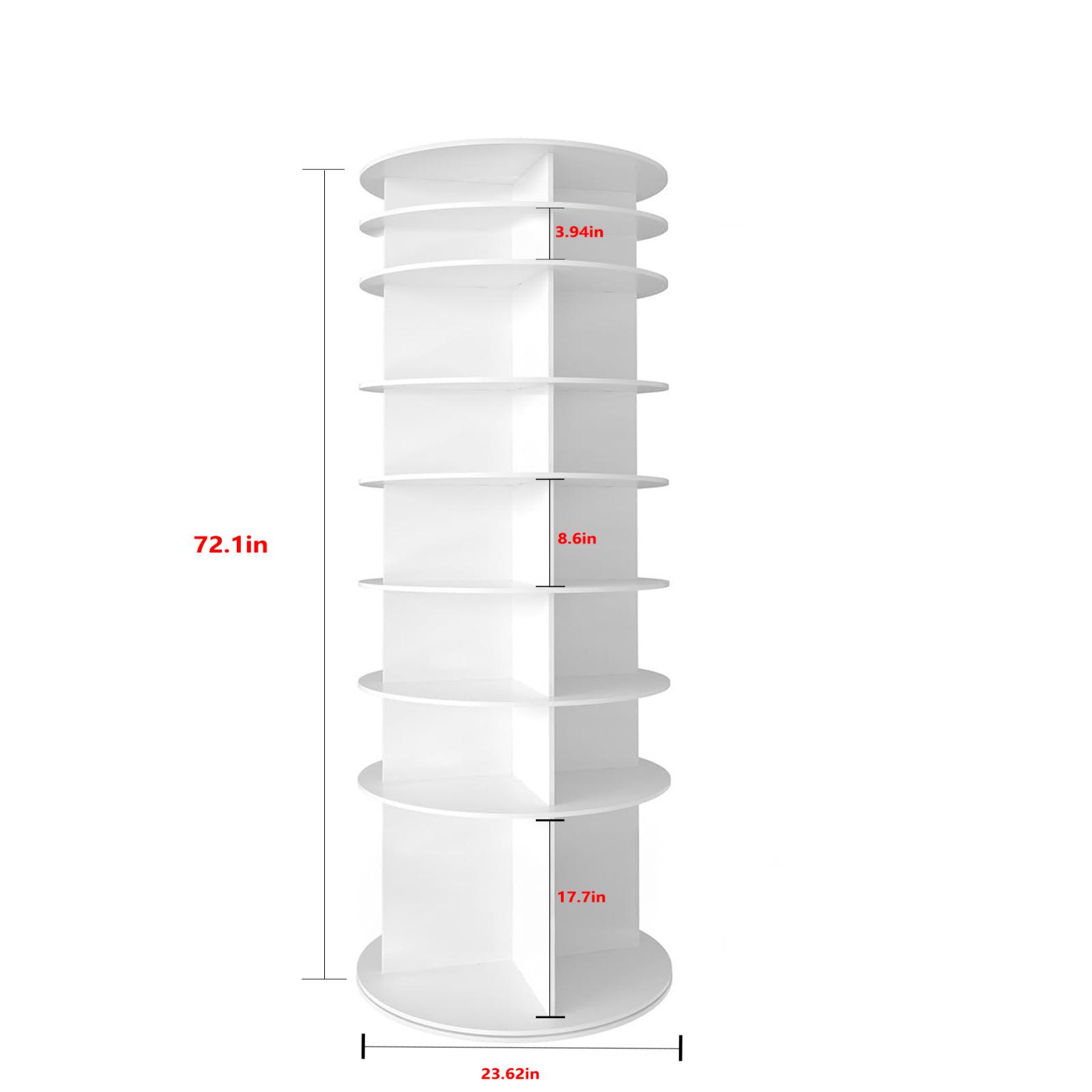 8-Tier 360° Rotating Shoe Rack Tower, White PVC Spinning Shoe Organizer for 28 Pairs, Corner Shoe Display Stand for Closet Entryway Bedroom