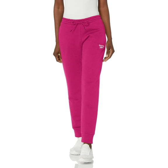Reebok Women's Plus Size Fleece Joggers, Semi Proud Pink/White Logo, 3X-Large