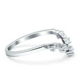 thumbnail image 2 of V-Shaped Contour Chevron Women Wedding Band Ring Cubic Zirconia 925 Sterling Silver, 2 of 6