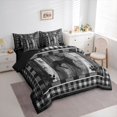 thumbnail image 4 of Homewish Rustic Moose Deer Twin Bedding Sets 7-Piece for Adult, Grey Wooden Plank Bedding Comforter Set, Vintage Checkered Buffalo Reversible Sheet Sets, Breathable Home Decor, 4 of 8