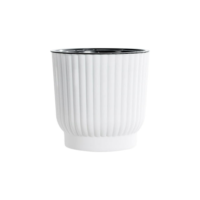 Self Watering Pots, Automatic Watering Lazy Flower Pot, Resin Round Vertical Pattern Rose Desktop Planter Easy Clean