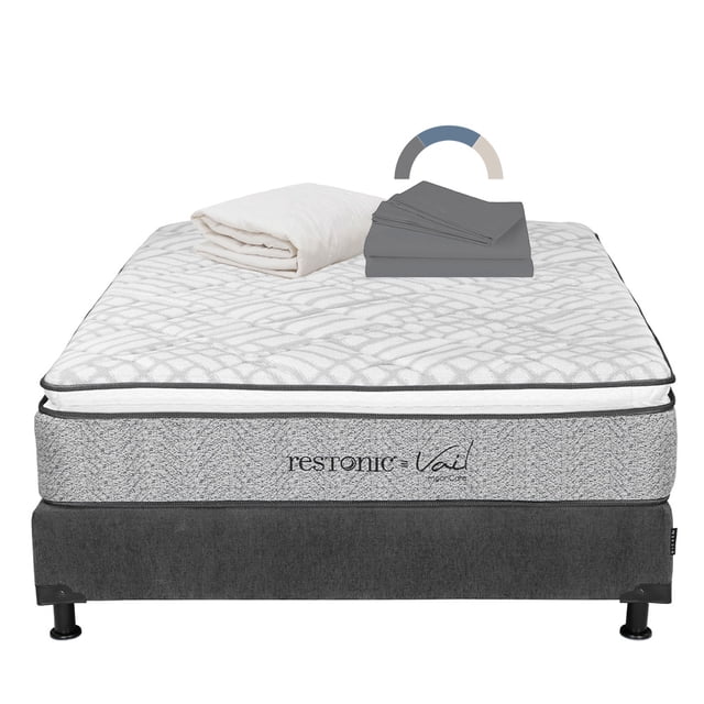 Colchon Matrimonial Vail+Box Base Cama +Protector Ultra+Sabanas Basic