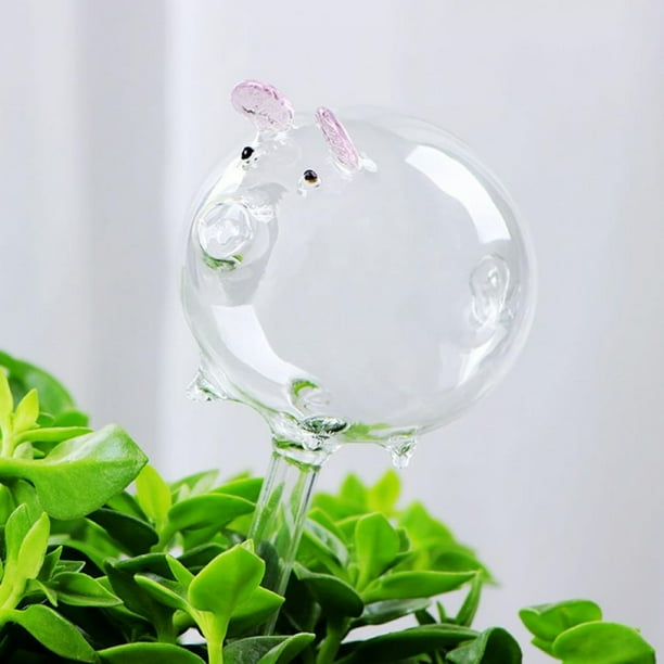 Durable Glass SelfWatering Globes, Cute Pig Plant Waterer