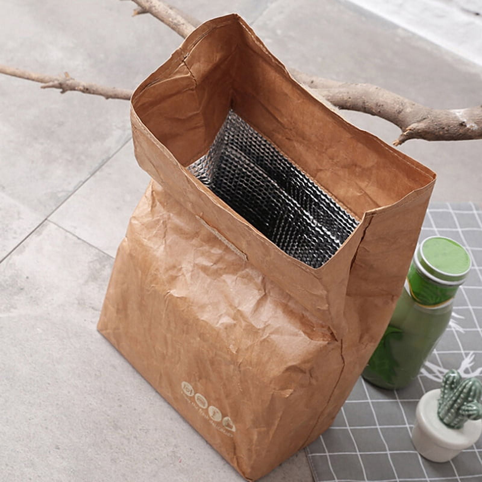 Reusable Lunch Thermos Insulated Bag Brown Paper Bag – Laxium