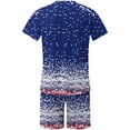 thumbnail image 4 of cllios 4th of July Outdits for Men 2 Piece Sets American Flag Short Sets Patriotic Short Sleeve Crewneck Tshirts and Shorts Matching Suits Independence Day Tracksuits, 4 of 5