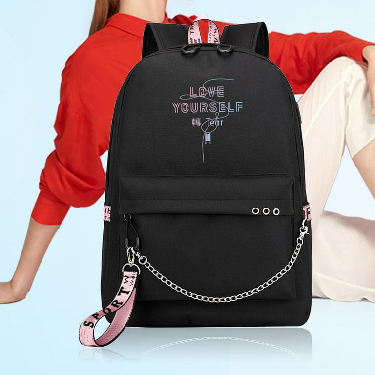 Bts backpack with charger new arrivals
