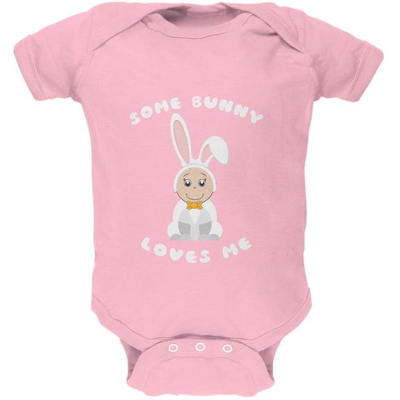 Easter - Some Bunny Loves Me Light Pink Soft Baby One Piece - 3 month