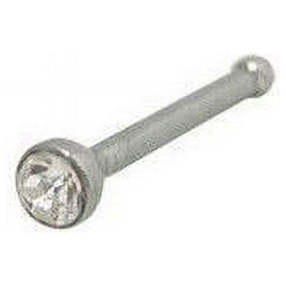 BodyJewelryOnline Nose Bone 316L Surgical Steel with Clear Jewel 18G 6mm