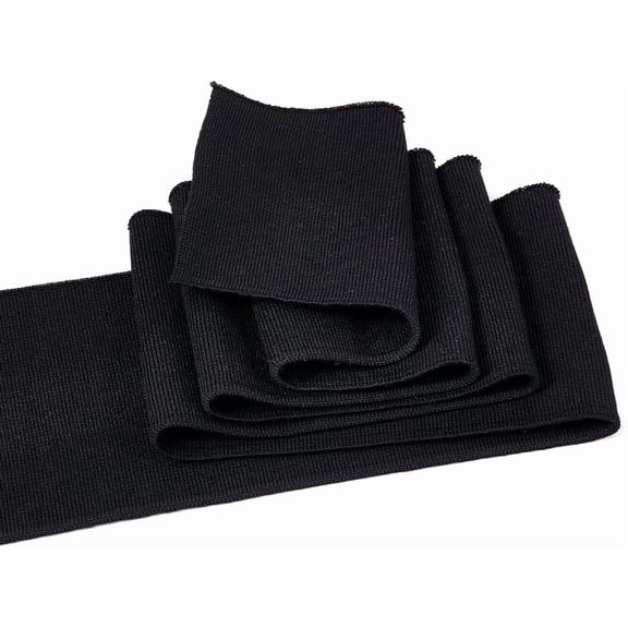 Polycotton Waistband Trim 39.37x3.94x0.08 Inch Seamless Rib Cuffs Tubular Rib Cuffing for Cuffs Waistbands Neckline Collar Trim Jacket Sweatshirt Sewing Black 1pc