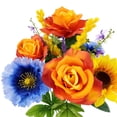 thumbnail image 2 of Mainstays 22in Outdoor Artificial Cemetery Floral Bouquet, Rose and Poppy, Orange and Blue Colors., 2 of 8