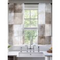 thumbnail image 2 of Grey Beige Sheer Curtains for Living Room Bedroom, Light-filtering Sheer Curtain, Abstract Art Gradient Graffiti Plaid Modern Rod Pocket Voile Window Treatment Drapes, 52’’Wx63’’L, 2 Panels Set, 2 of 7