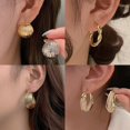thumbnail image 4 of Pendientes de temperamento de metal retro, pendientes de diseño de nicho de aguja de plata 925, pendientes de temperamento de alta gama para mujer, 4 of 5