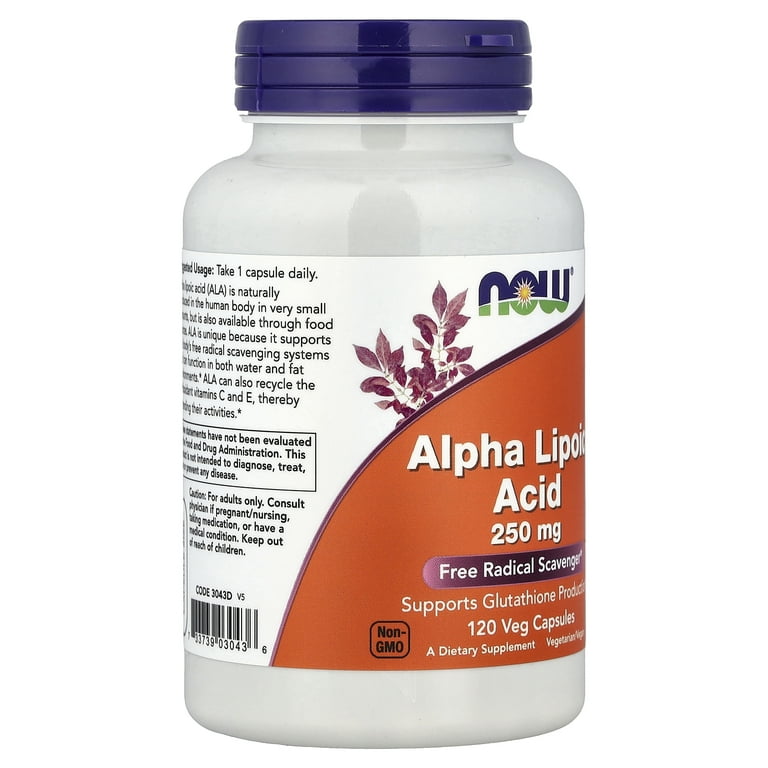 NOW Foods Health Antioxidant Supplement, Alpha Lipoic Acid 250mg, 120 Veg  Capsules