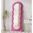 thumbnail image 2 of TinyTimes 63"x24" Wavy Full Length Mirror with Stand Large Wall Decor Mirror, Pink, 2 of 8