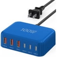 thumbnail image 1 of Estación de carga BREEKET, cargador rápido USB C, 100 W, GaN, 6 puertos, 1 of 8
