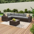 thumbnail image 6 of Jolydale 6 Pieces Outdoor Patio Furniture Sets, PE Rattan Wicker Sectional Sofa with Coffee Table for Lawn, Backyard,Balcony, Gray, 6 of 8