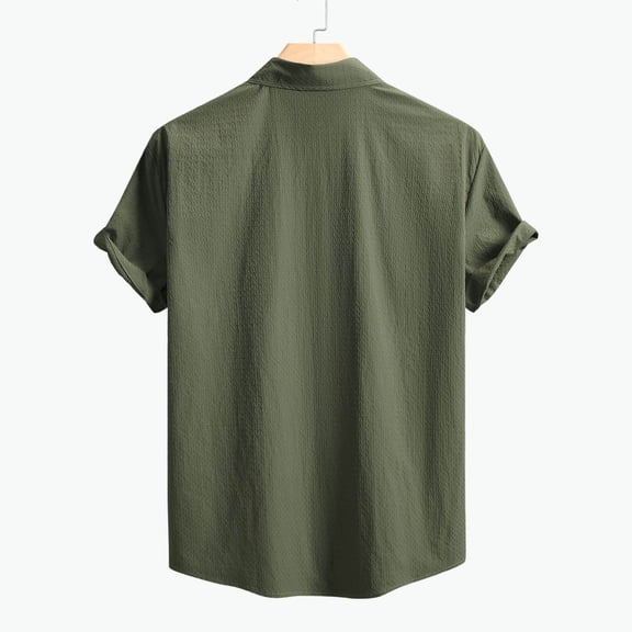 Afdoent Men's Casual Shirts Casual Male Shirts Short Sleeve Loose Fit With Classic Collar Ideal For Summer Wear Versatile Male Fashion Apparel Classic Fit
