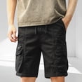 thumbnail image 1 of pstuiky Pantalones cortos cargo para hombre, Pantalones cortos casuales de color sólido con cordón y cintura elástica para hombre, transpirables y con bolsillo, 1 of 8