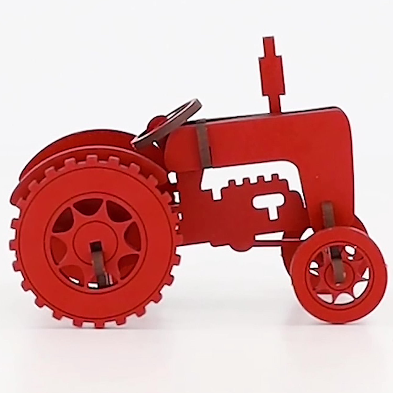 Little & Wood: Woodlet: Medium - Tractor - Red, 3D Wooden Kit-Set, Farm Vehicle Puzzle, Easy Assembly, Pop Build Fun, 100% Sustainably Sourced, Age 6+