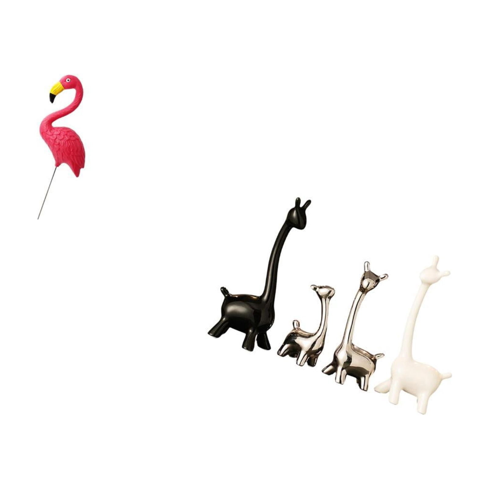 Miulika Flamingo Giraffe Garden Statue Creative Figurine Ornament for Spring Holiday Yard Art Modern Table Centerpiece Desk Office Decor