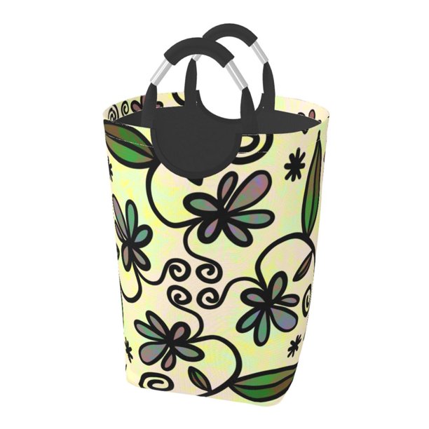 Laundry Hampers, Abstract Daisy Plants Pattern Foldable Laundry Hamper