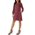 thumbnail image 4 of INSPIRE CHIC Women's Fall Casual Long Sleeve Tunic Top Dress Button Lapel Pullover Flowy Dress with Pockets, 4 of 5