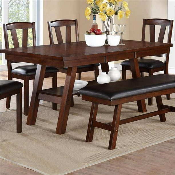 30 X 66 X 40 In Solid Wood Dining Table Dark Walnut Brown Walmart Com Walmart Com