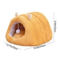 thumbnail image 3 of Plush Cat Bed Cave, Warm Semi-Enclosed Pet Bed with Removable Cushion & Pom-Pom Toy for Small Cats/Kittens/Small Dogs Under 7lbs, Cozy Anti-Anxiety Winter Teal Bed, 3 of 7