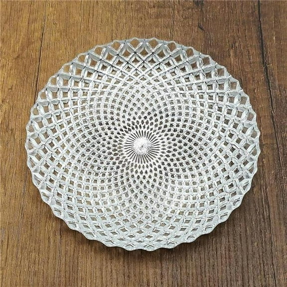 Red Pomegranate Collection R1252-2 Pavo Gilded Glass Salad Plate, Silver