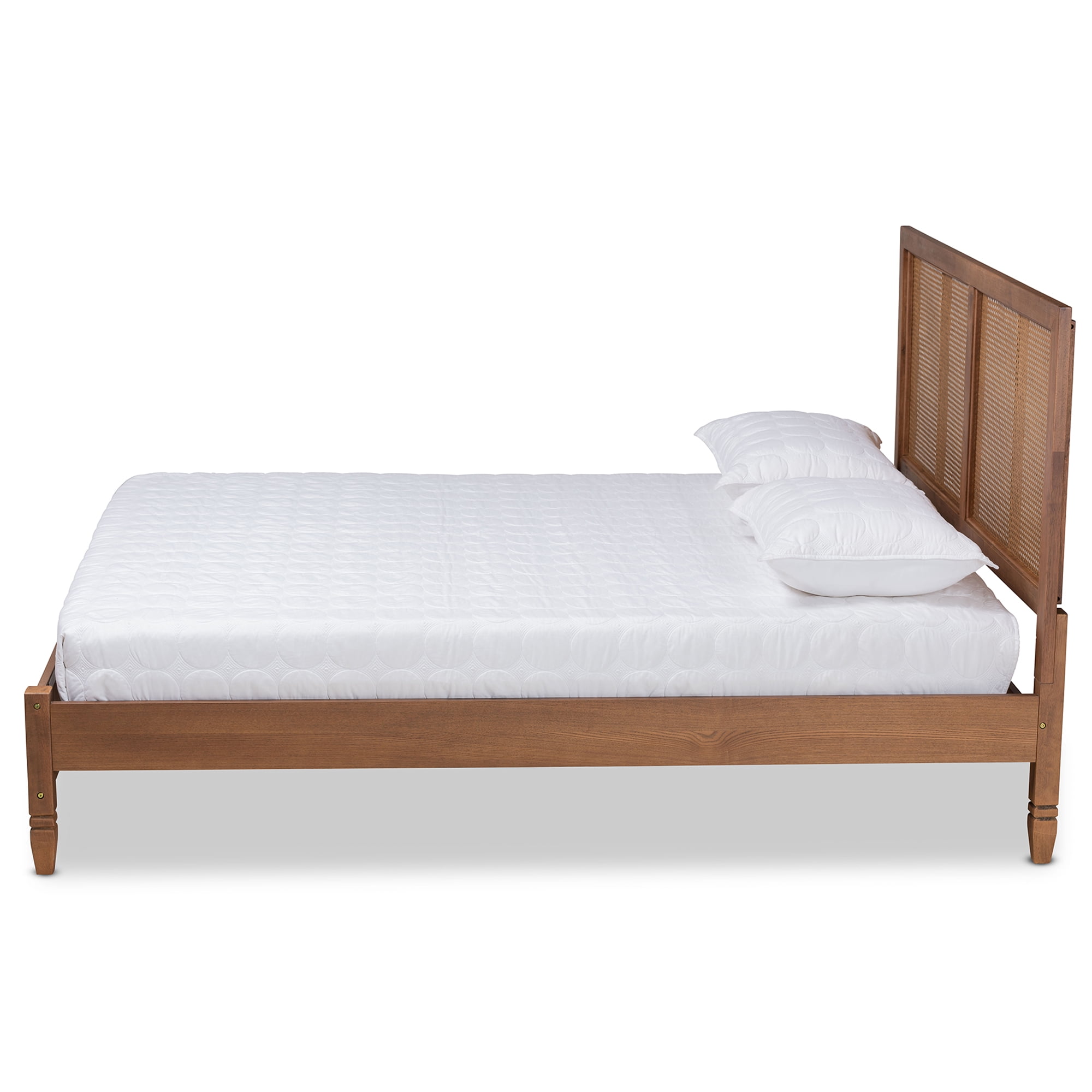 Baxton Studio Redmond Mid-Century Engineered Wood Platform Bed, Queen, Walnut Brown