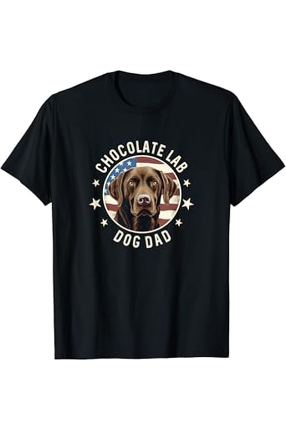 Chocolate Lab Gifts Men Chocolate Labrador Retriever Dog Dad T-Shirt, Unisex Cotton T-Shirt, Sizes S-5XL
