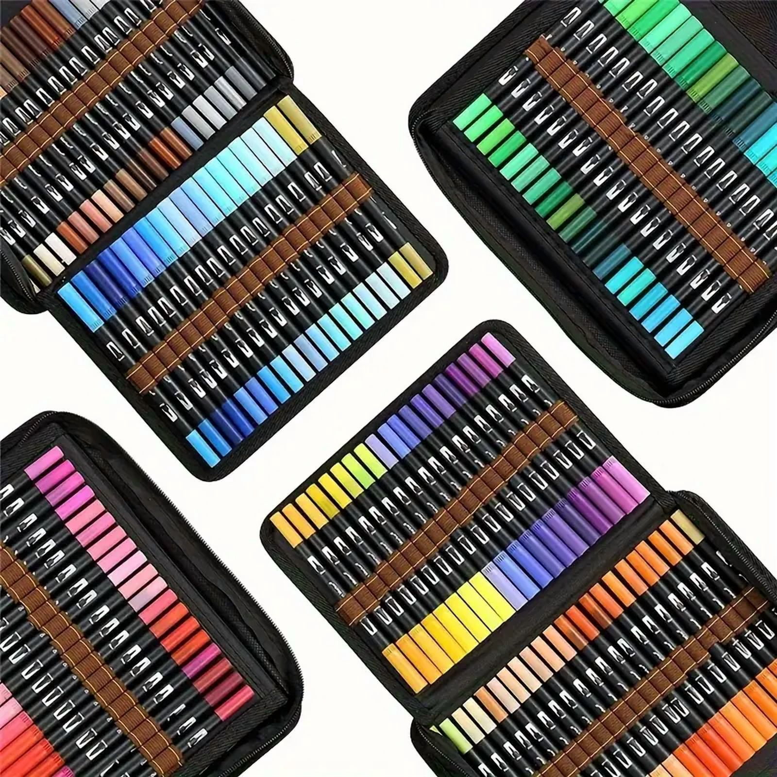 168 Colors Dual Brush Markers, Art Markers Set with Fine Tip and Brush Tip for Coloring Book, Hand Lettering, Calligraphy Drawing Art Supplies Kit
