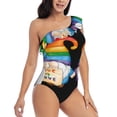 thumbnail image 3 of Goofa Happy Pride Gnome Pattern Women's One Piece Swimsuits Tummy Control Bathing Suits Asymmetric One Shoulder Swimwear-Large, 3 of 6