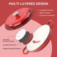 thumbnail image 6 of Household covered baking and stewing pot, red metal 3-quart Dutch pan, suitable for stewing and cooking, durable and long-lasting, suitable for home kitchen and family gatherings, 6 of 7