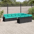 thumbnail image 1 of vidaXL 10 Piece Garden Sofa Set with Cushions Black Poly Rattan, 1 of 5