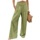 thumbnail image 1 of Pantalones Minnieouse Señoras Verano Primavera color sólido Largo Suelto Casual Pierna ancha Elástico Vintage Moda oficina Amarillo Verde, 1 of 5