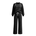 thumbnail image 2 of 2 Piece Women's Tracksuit Fall Side Striped Crewneck Long Sleeve Tops Straight Leg Pants Workout Outfits S-XXL, 2 of 7