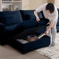 thumbnail image 5 of Modern Corduroy Sofa Couch, Modular Couch with Storage Ottoman, Couch Deep Seat Couches for Living Room/Apartment/Office, Blue, 5 of 9