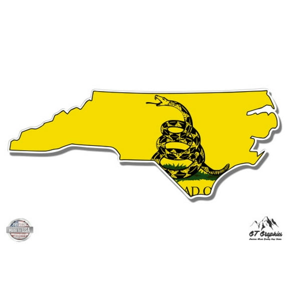 North Carolina Gadsden Flag Don't Tread on Me - 3" Vinyl Sticker - For Car Laptop I-Pad Phone Helmet Hard Hat - Waterproof Decal