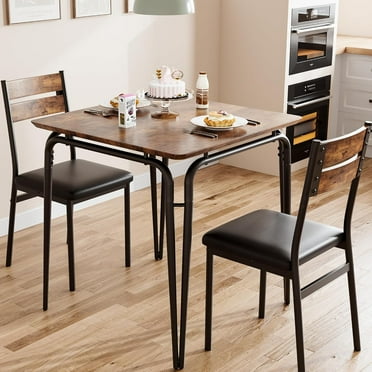 Dining Table for 2, Small Table and Chairs Set of 2, Dinette Set for 2, Square Dinner Table Set, 3 Piece Kitchen & Dining Room Sets for Small Space, Black